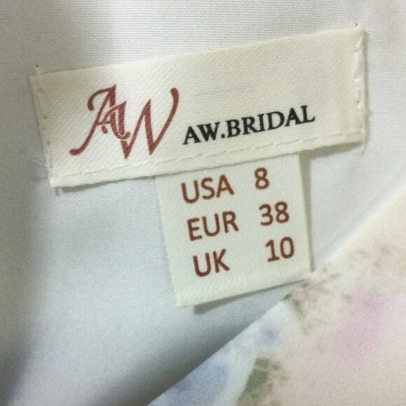 AW BRIDAL SZ 8 M azure purple print floral Celia formal party maxi dress b155 - Picture 8 of 9